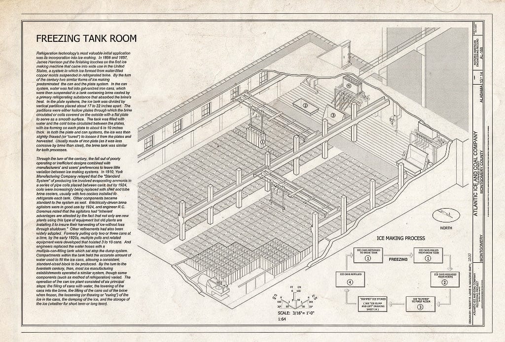 Blueprint Freezing Tank Room - Atlantic Ice & Coal Company, 135 Prince Street, Montgomery, Montgomery County, AL