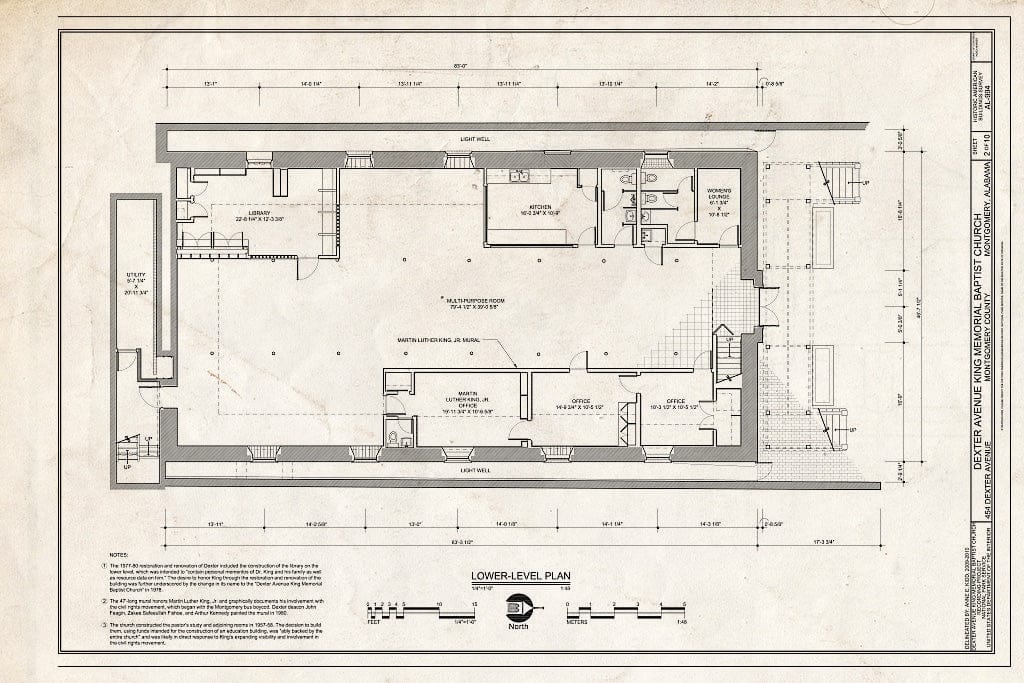 Blueprint 2. Lower-Level Plan - Dexter Avenue King Memorial Baptist Church, 454 Dexter Avenue, Montgomery, Montgomery County, AL