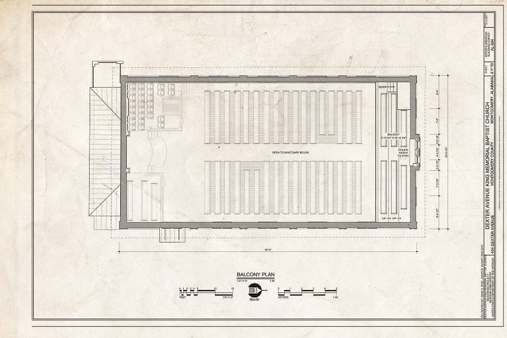 Blueprint 4. Balcony Plan - Dexter Avenue King Memorial Baptist Church, 454 Dexter Avenue, Montgomery, Montgomery County, AL