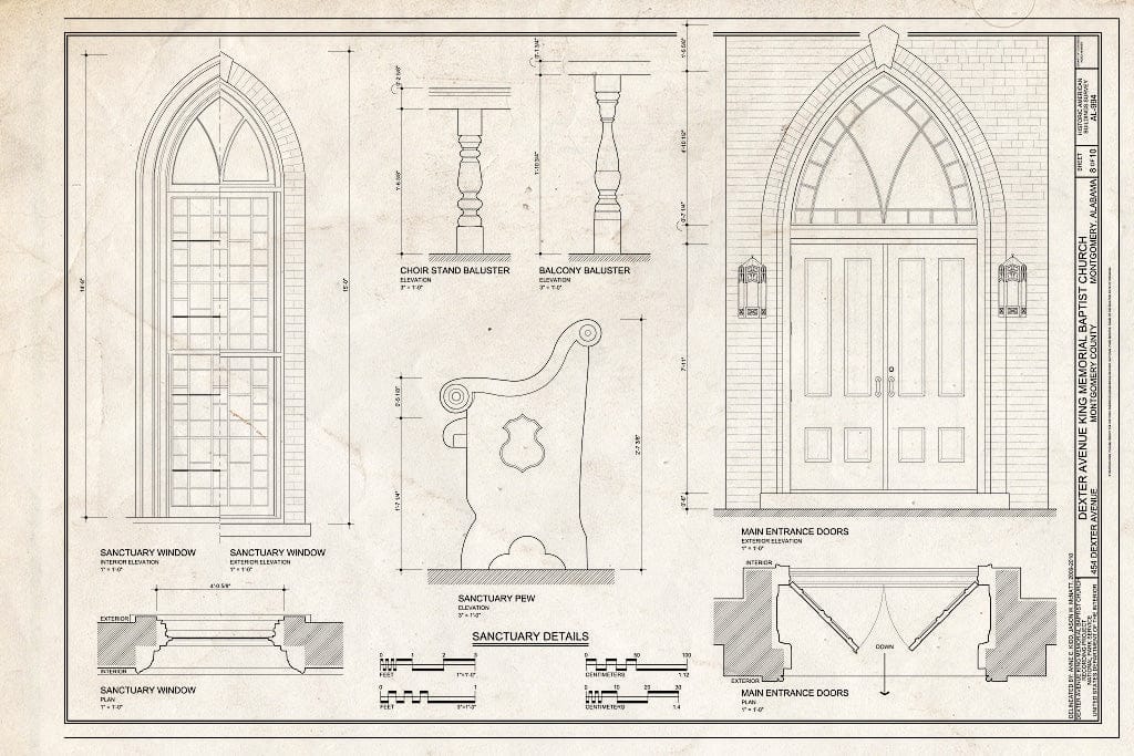 Blueprint 8. Sanctuary Details - Dexter Avenue King Memorial Baptist Church, 454 Dexter Avenue, Montgomery, Montgomery County, AL