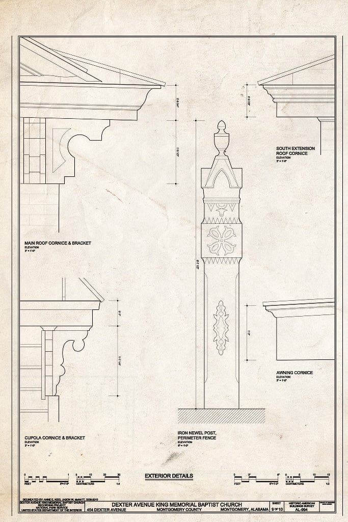 Blueprint 9. Exterior Details - Dexter Avenue King Memorial Baptist Church, 454 Dexter Avenue, Montgomery, Montgomery County, AL