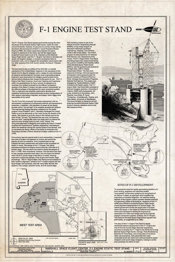 Blueprint Cover Sheet & Site Plan - Marshall Space Flight Center, F-1 Engine Static Test Stand, On Route 565 Between Huntsville and Decatur, Huntsville, Madison County, AL