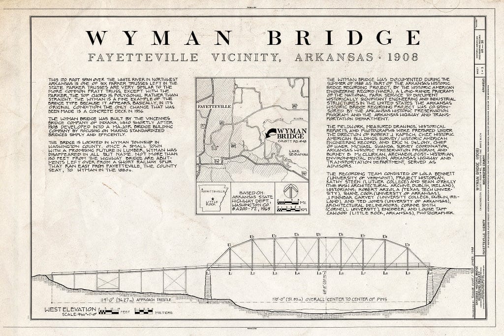 Blueprint Cover Sheet and West Elevation - Wyman Bridge, Spanning West Fork of White River at County Road 48, Fayetteville, Washington County, AR