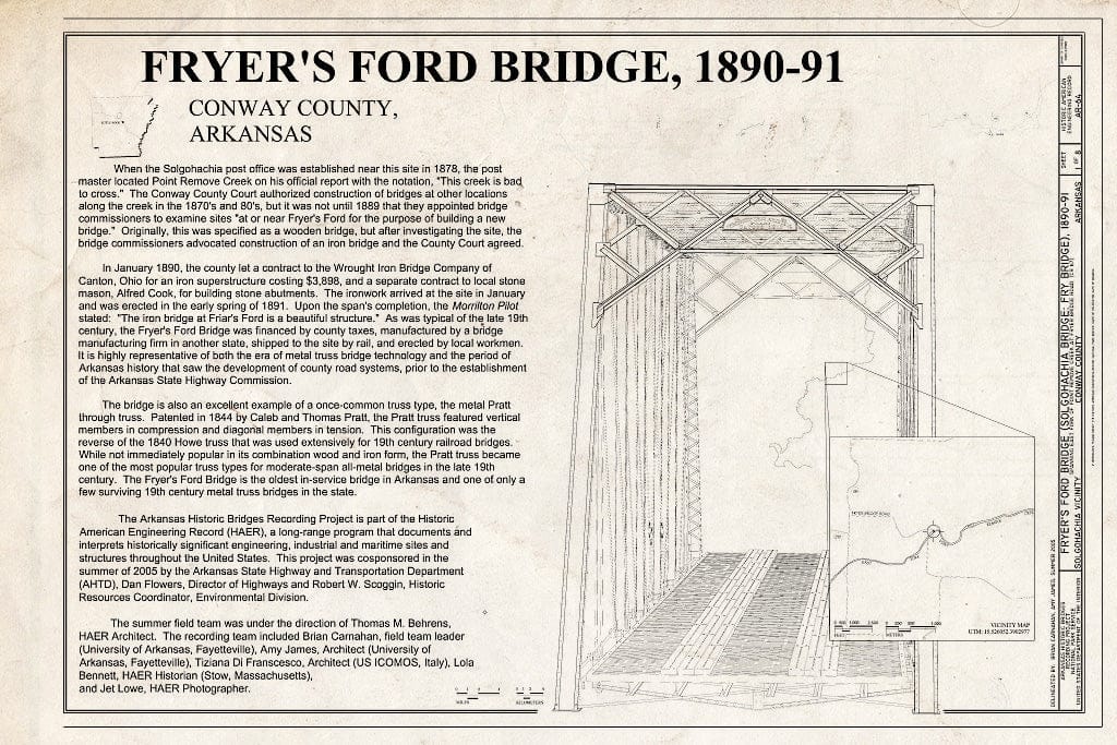 Blueprint Cover Sheet - Fryer's Ford Bridge, Spanning East Fork of Point Remove Creek at Fryer Bridge Road (CR 67), Solgohachia, Conway County, AR