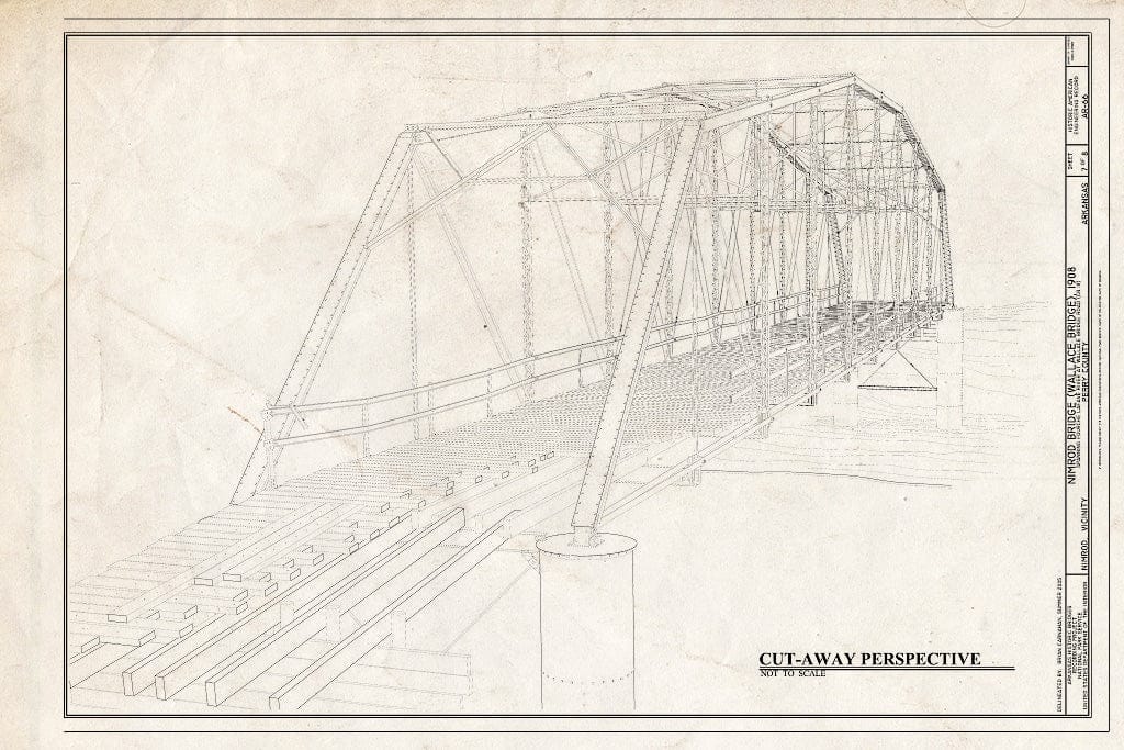 Blueprint Cut-Away Perspective - Nimrod Bridge, Spanning Fourche Lafave River at CR 18, Nimrod, Perry County, AR