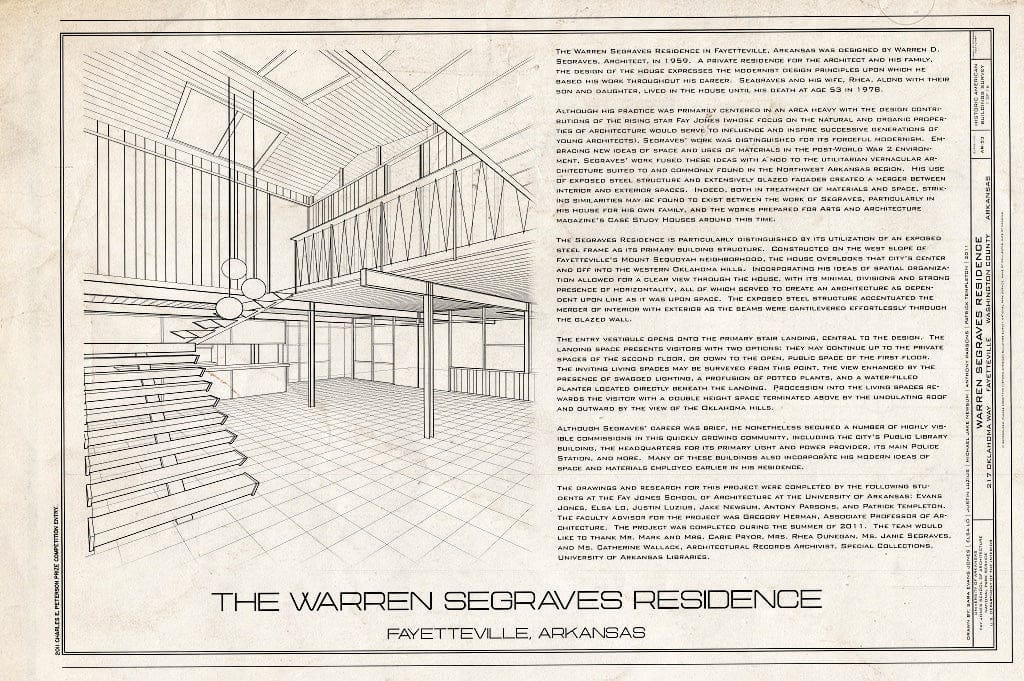 Blueprint 1. Cover Sheet - Warren Segraves Residence, 217 Oklahoma Way, Fayetteville, Washington County, AR