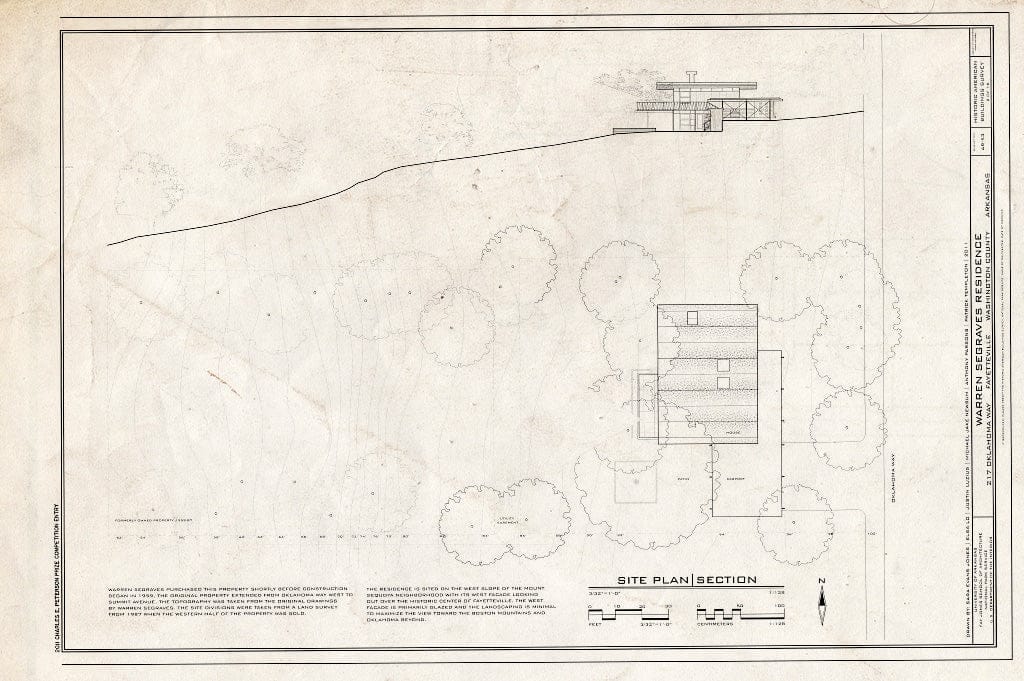 Blueprint 2. Site Plan - Warren Segraves Residence, 217 Oklahoma Way, Fayetteville, Washington County, AR