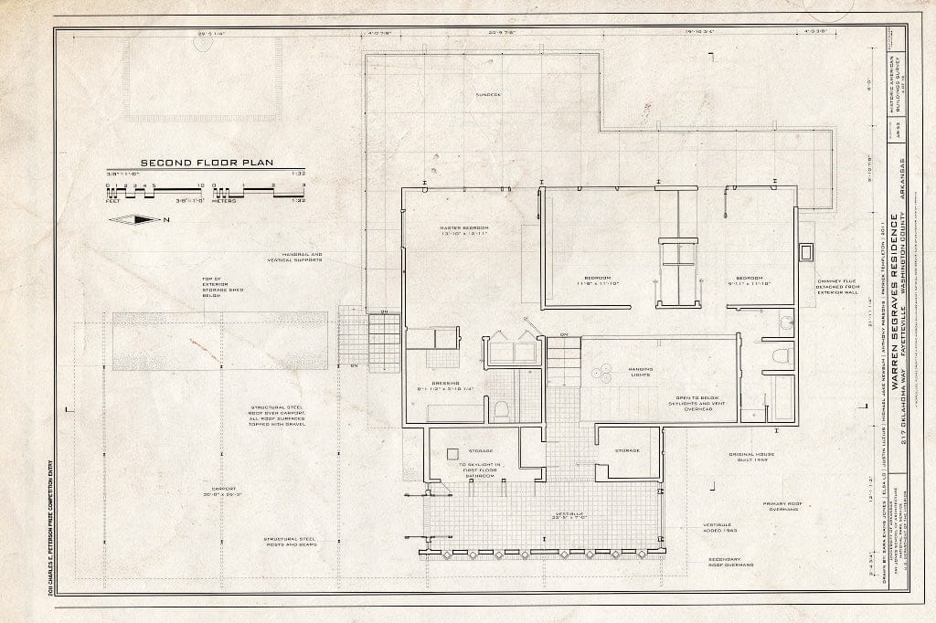 Blueprint 4. Second Floor Plan - Warren Segraves Residence, 217 Oklahoma Way, Fayetteville, Washington County, AR