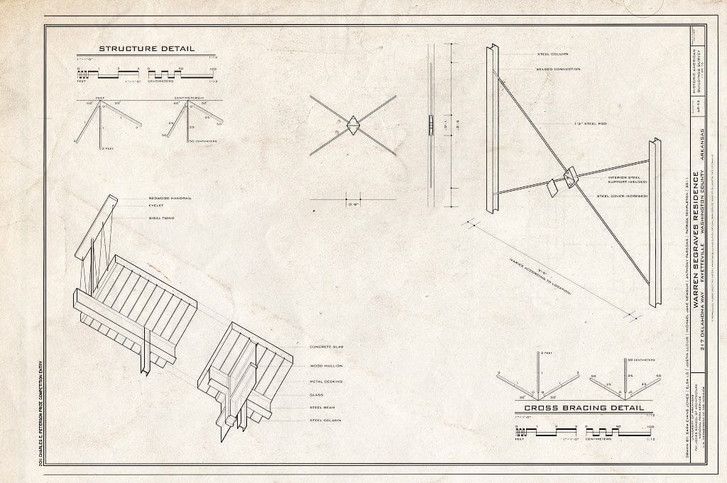 Blueprint 11. Structure Detail, Cross Bracing Detail - Warren Segraves Residence, 217 Oklahoma Way, Fayetteville, Washington County, AR