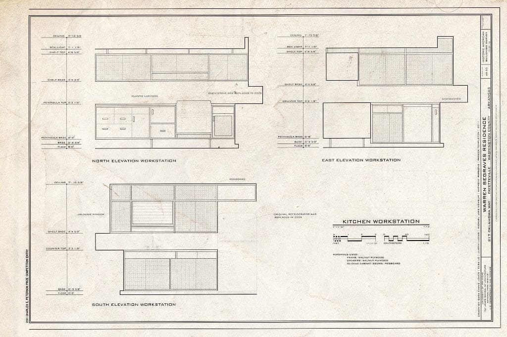 Blueprint 15. Kitchen Workstation - Elevations - Warren Segraves Residence, 217 Oklahoma Way, Fayetteville, Washington County, AR