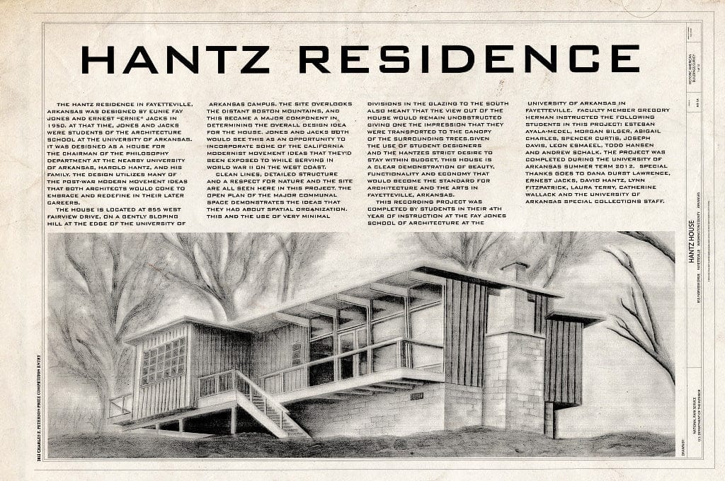 Blueprint Cover Sheet - Hantz House, 855 Fairview Drive, Fayetteville, Washington County, AR