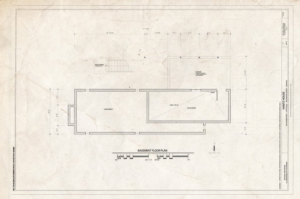 Blueprint Basement Floor Plan - Hantz House, 855 Fairview Drive, Fayetteville, Washington County, AR