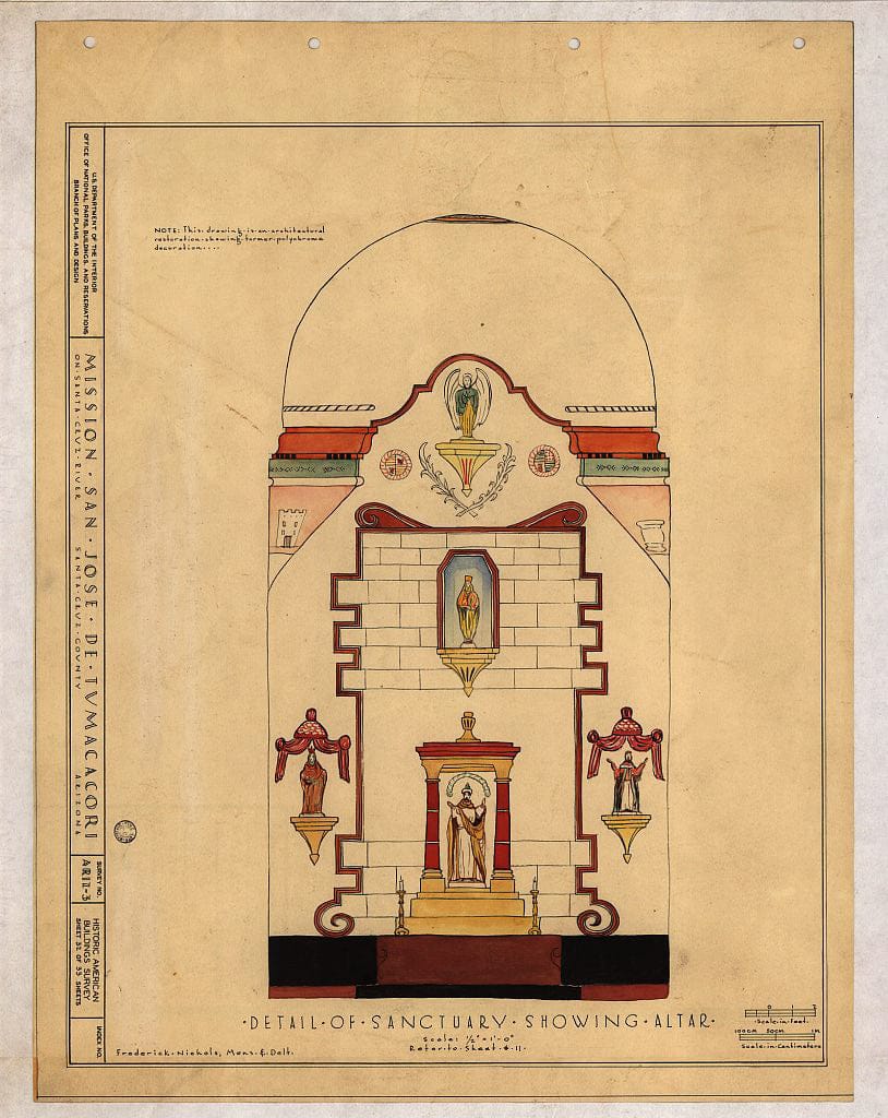 Blueprint 32. Detail of Sanctuary Showing Altar - San Jose de Tumacacori (Mission, Ruins), Tubac, Santa Cruz County, AZ