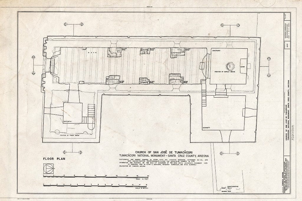 Blueprint Floor Plan - San Jose de Tumacacori (Mission, Ruins), Tubac, Santa Cruz County, AZ