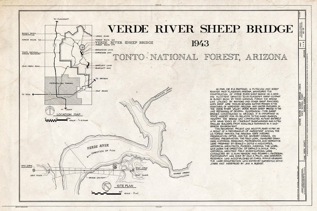 Blueprint Cover Sheet - Verde River Sheep Bridge, Spanning Verde River (Tonto National Forest), Cave Creek, Maricopa County, AZ