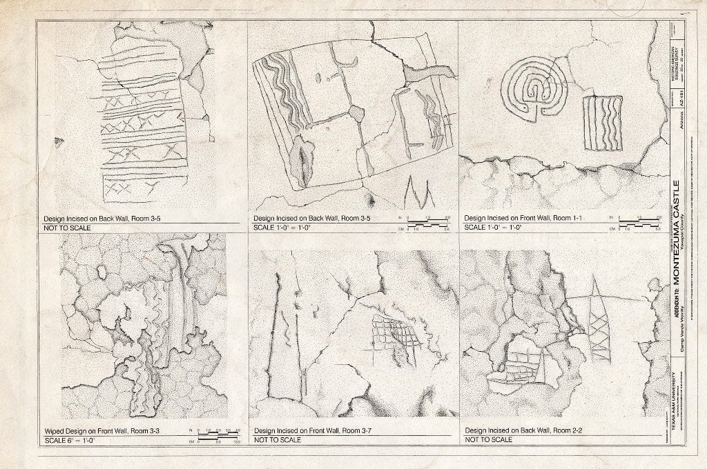 Blueprint Designs Incised on Walls - Montezuma Castle, Off I-17, Camp Verde, Yavapai County, AZ