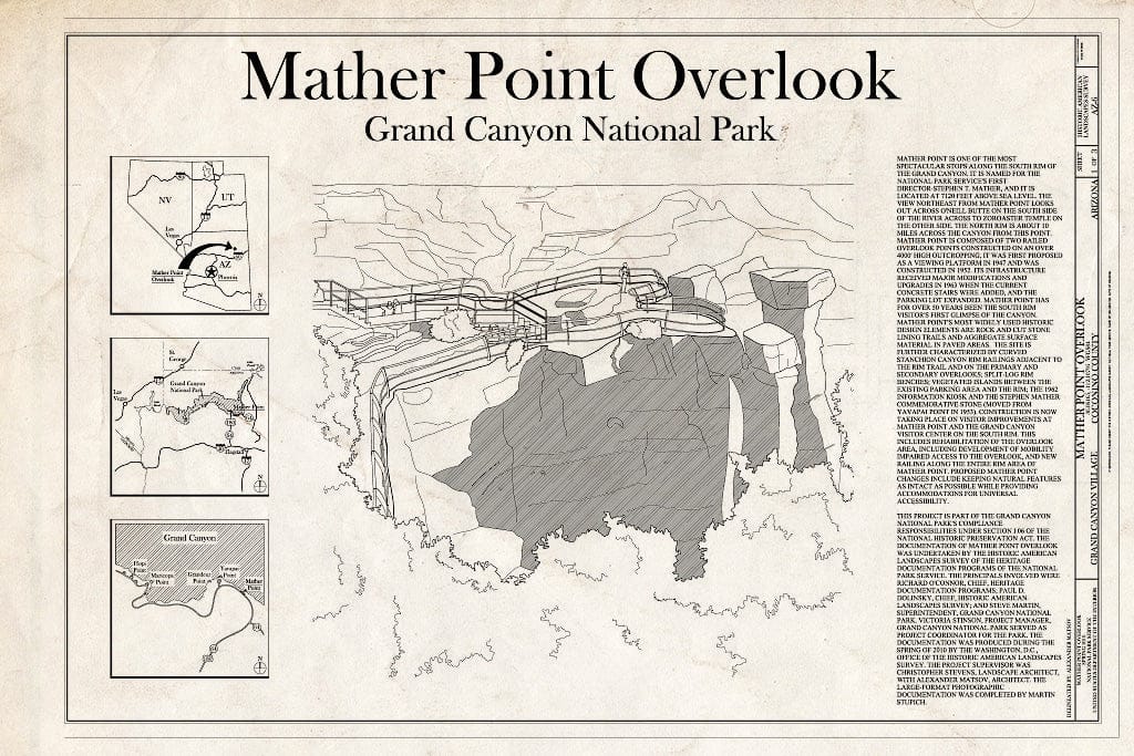 Blueprint 1. Title Page - Mather Point Overlook, South Entrance Road, Grand Canyon Village, Coconino County, AZ