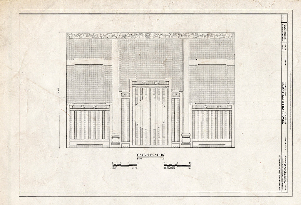 Blueprint Gate Elevation - Weaverville Joss House, Oregon Street, Weaverville, Trinity County, CA