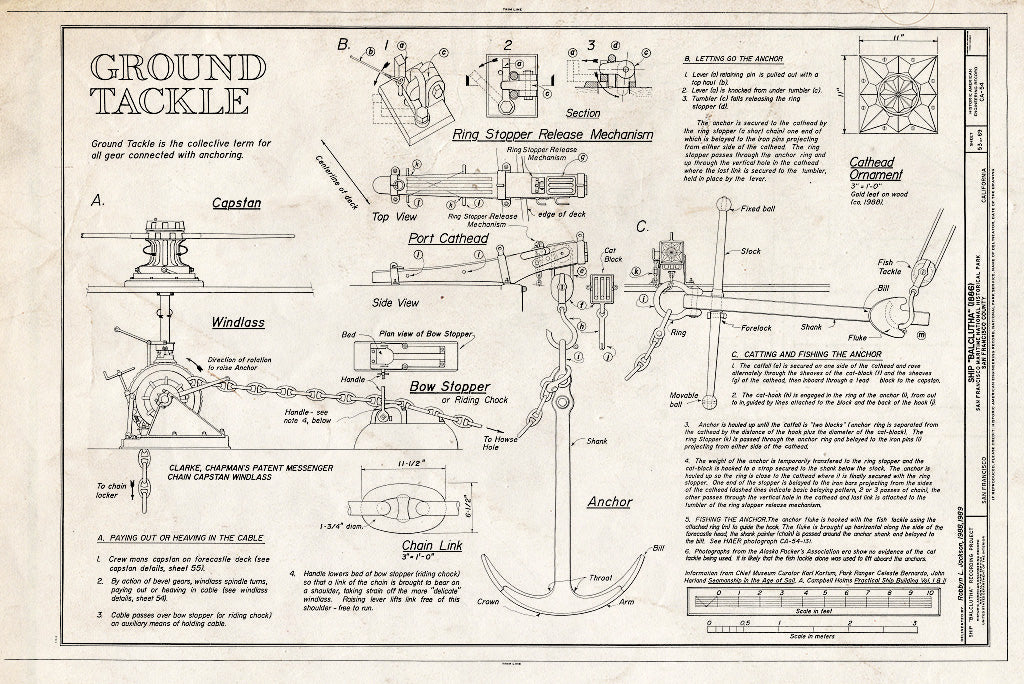 Blueprint Ground Tackle - Ship BALCLUTHA, 2905 Hyde Street Pier, San Francisco, San Francisco County, CA