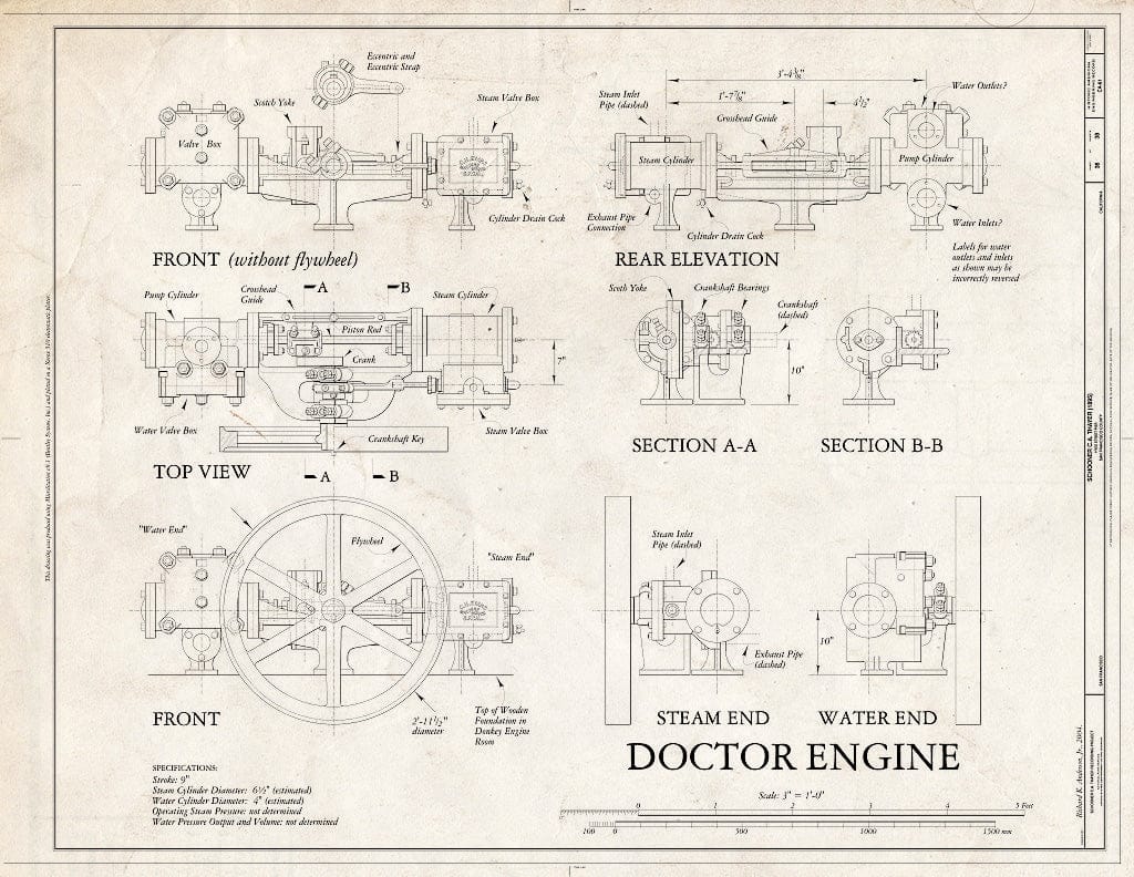 Blueprint Doctor Engine - Schooner C.A. Thayer, Hyde Street Pier, San Francisco, San Francisco County, CA