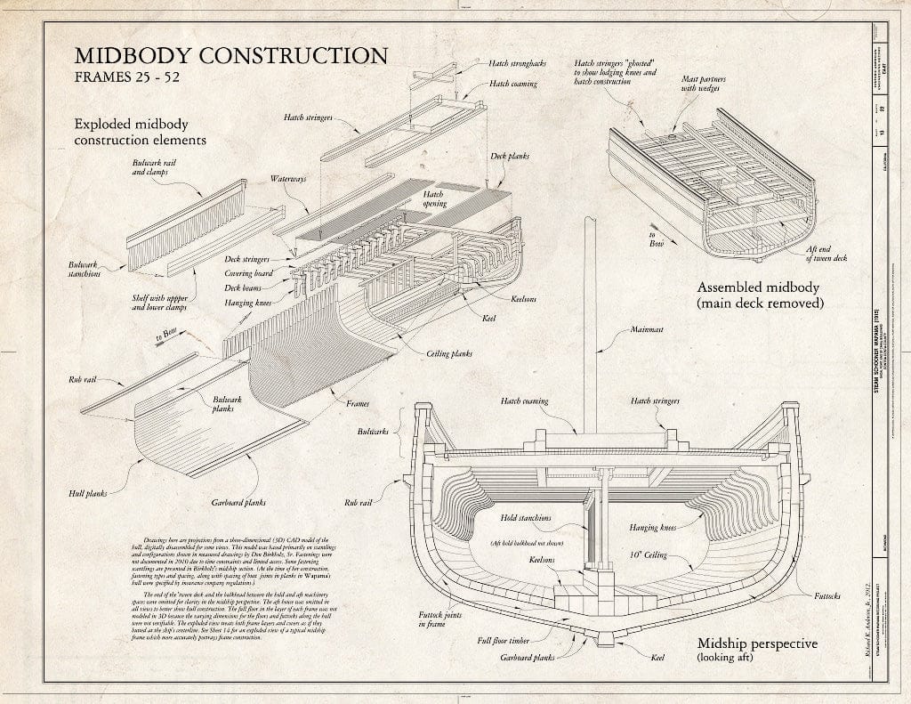 Blueprint Afterbody Construction (Frames 49-84) - Steam Schooner WAPAMA, Kaiser Shipyard No. 3 (Shoal Point), Richmond, Contra Costa County, CA