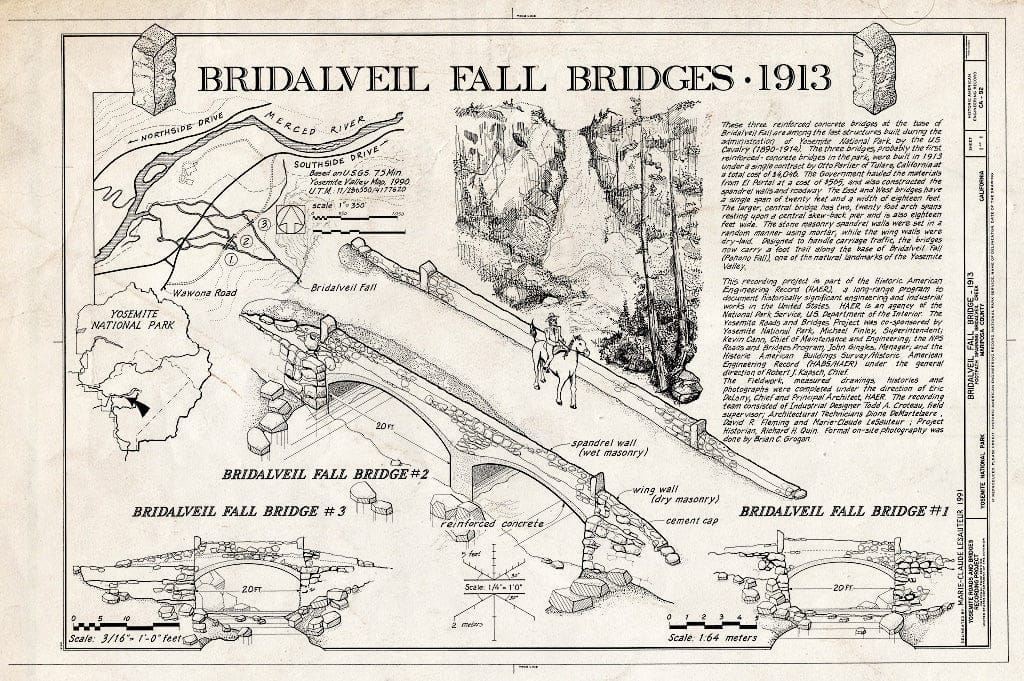 Blueprint Bridalveil Fall Bridges - Bridalveil Fall Bridge No. 2, Spanning Bridalveil Creek on Carriage Road, Yosemite Village, Mariposa County, CA