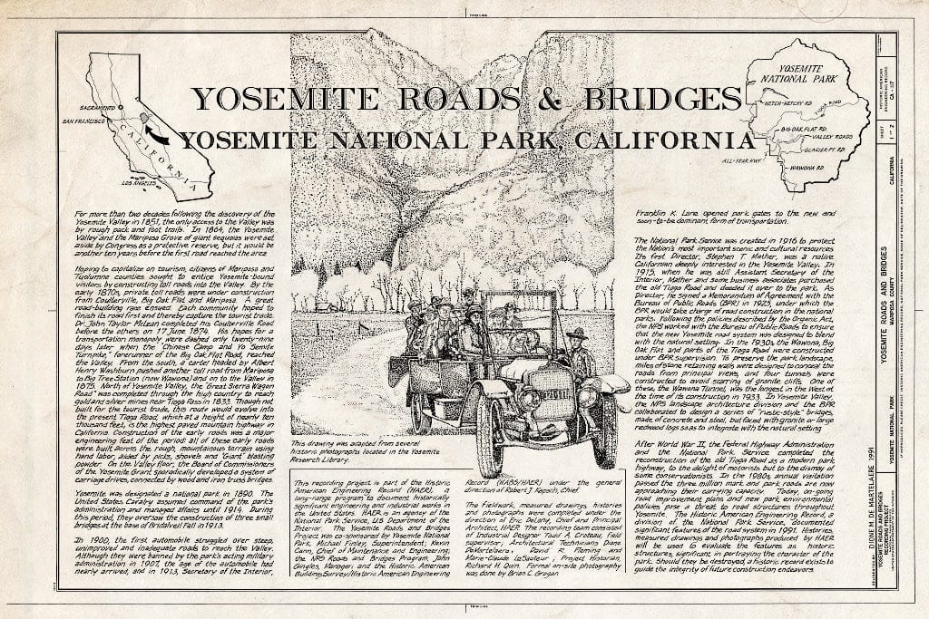 Blueprint Bridge Evolution 19th Century - 1920s - Yosemite National Park Roads & Bridges, Yosemite Village, Mariposa County, CA