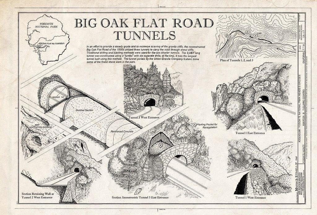 Blueprint Glacier Point Road, 1882 - Yosemite National Park Roads & Bridges, Yosemite Village, Mariposa County, CA