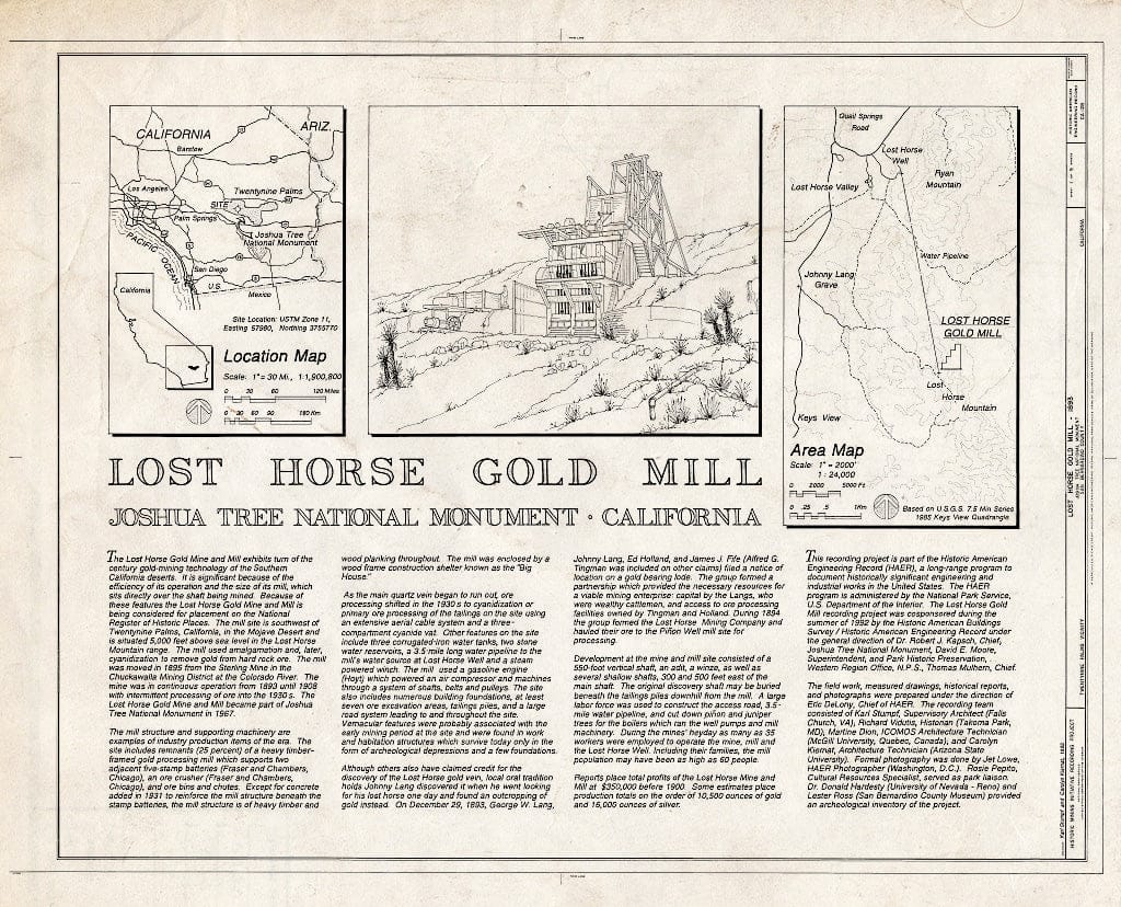 Blueprint Cover Sheet - Lost Horse Gold Mill, Twentynine Palms, San Bernardino County, CA