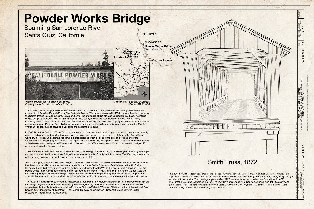 Blueprint Cover Sheet - Powder Works Bridge, Spanning San Lorenzo River, Keystone Way, Paradise Park, Santa Cruz, Santa Cruz County, CA