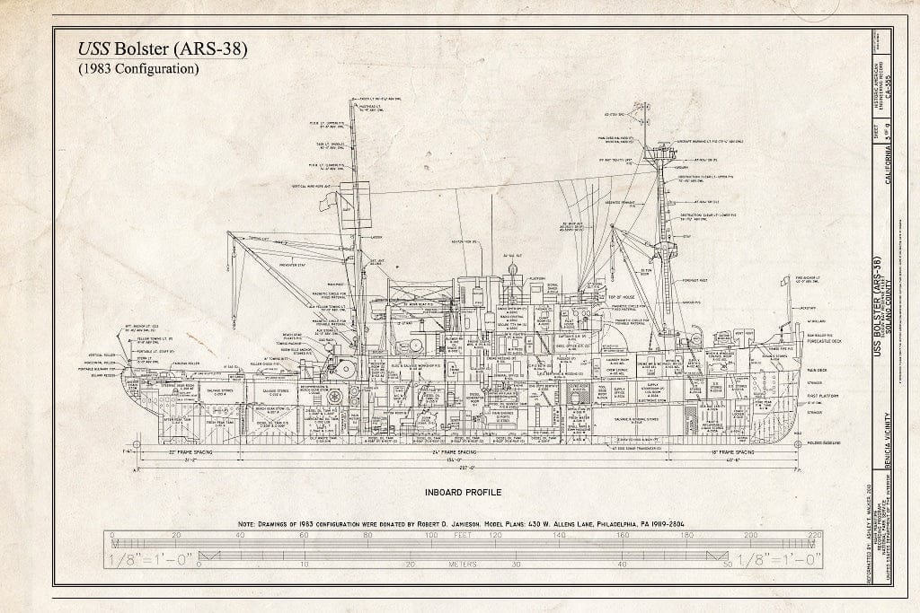 Blueprint 1983 Configuration, Inboard Profile - Bolster, Suisun Bay Reserve Fleet, Benicia, Solano County, CA