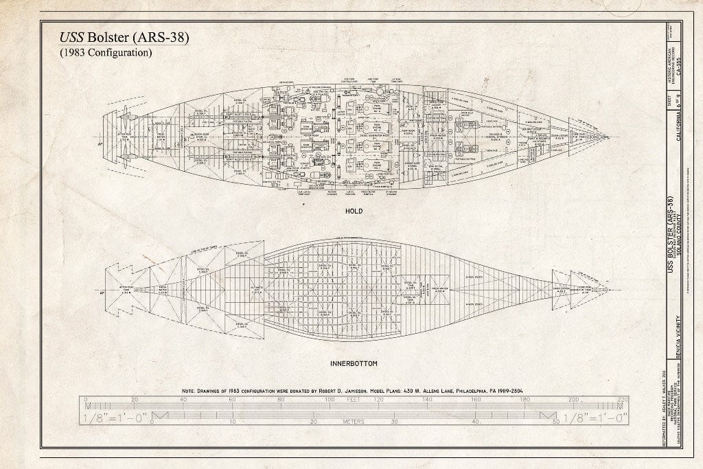 Blueprint 1983 Configuration, Hold, Inner Bottom - Bolster, Suisun Bay Reserve Fleet, Benicia, Solano County, CA