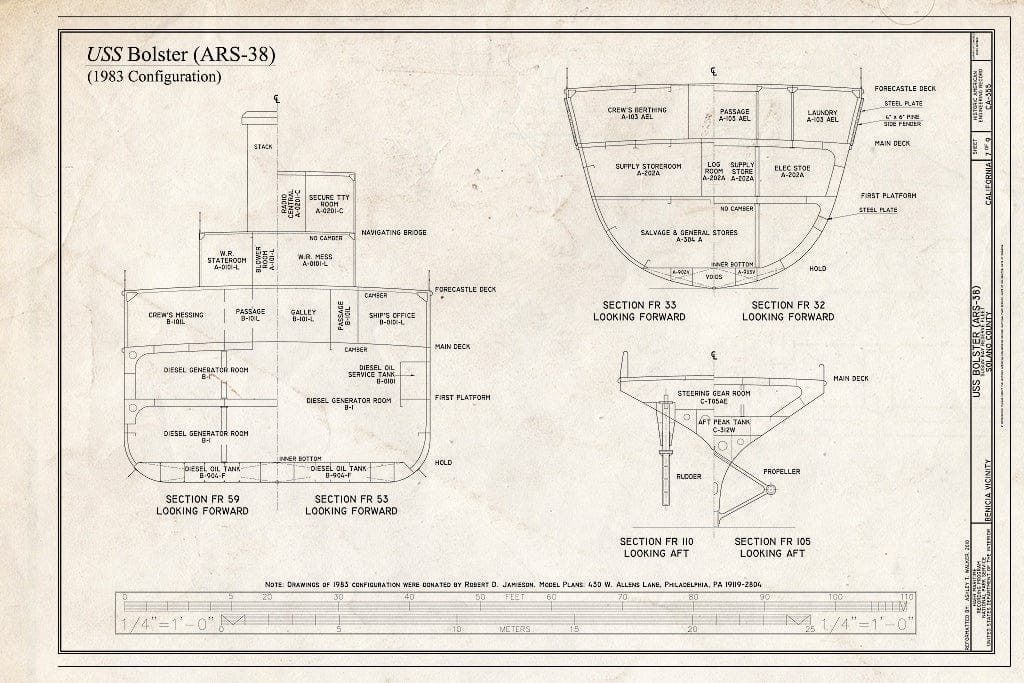 Blueprint 1983 Configuration, Sections - Bolster, Suisun Bay Reserve Fleet, Benicia, Solano County, CA