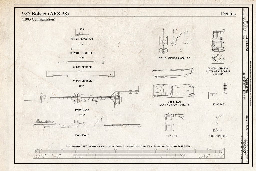 Blueprint 1983 Configuration, Details - Bolster, Suisun Bay Reserve Fleet, Benicia, Solano County, CA