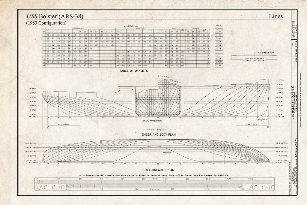 Blueprint 1983 Configuration, Lines - Bolster, Suisun Bay Reserve Fleet, Benicia, Solano County, CA