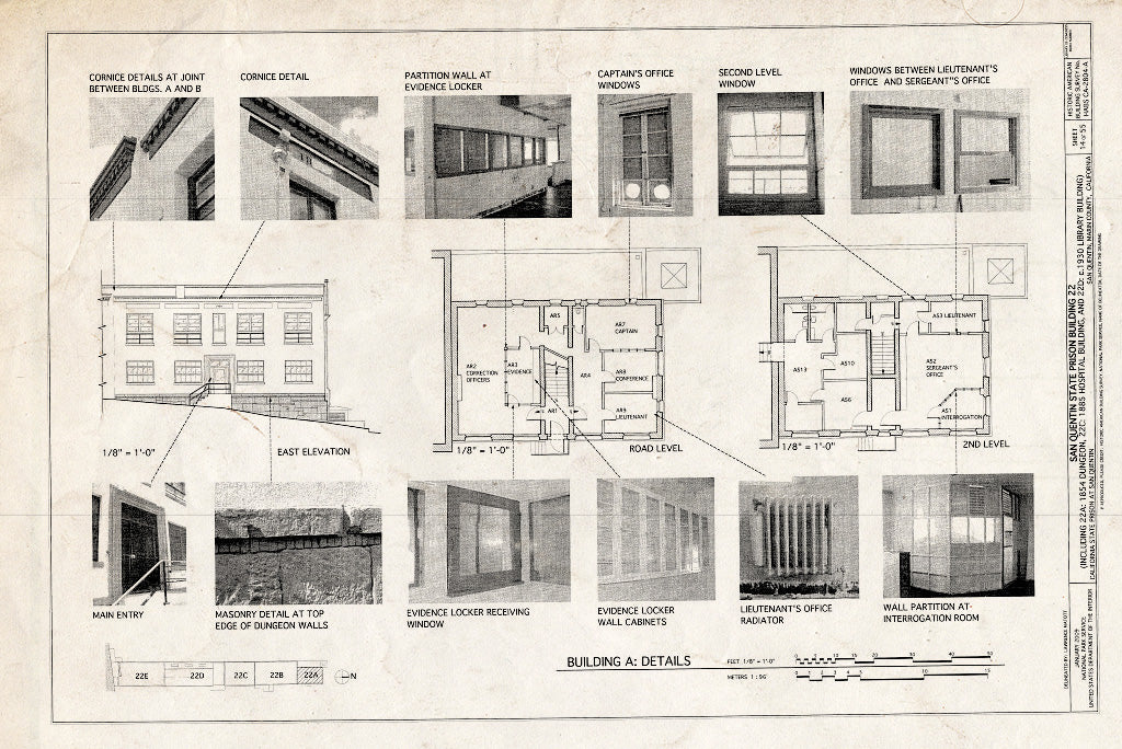 Blueprint Building A: Details - San Quentin State Prison, Building 22, Point San Quentin, San Quentin, Marin County, CA