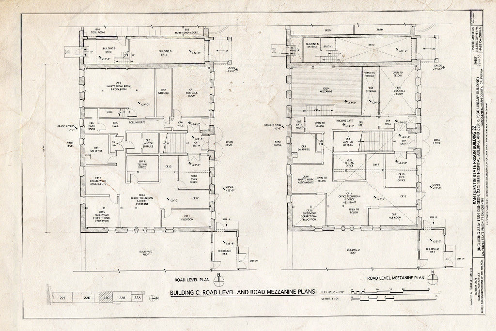 Blueprint Building C: Road Level & Road Mezzanine Plans - San Quentin State Prison, Building 22, Point San Quentin, San Quentin, Marin County, CA