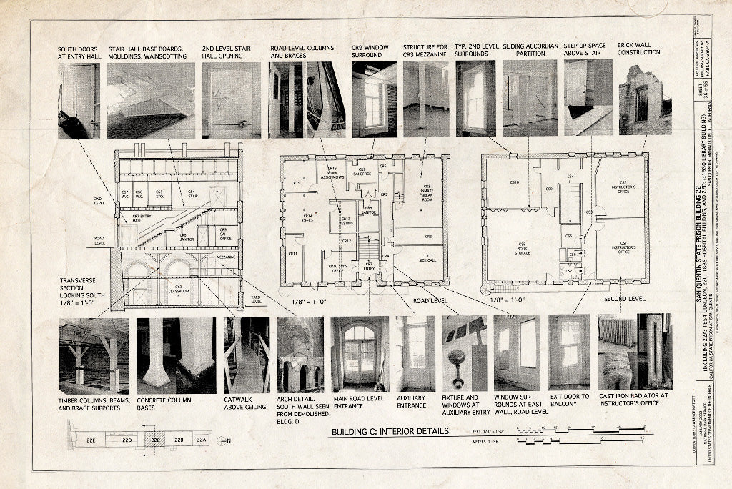 Blueprint Building C: Interior Details - San Quentin State Prison, Building 22, Point San Quentin, San Quentin, Marin County, CA