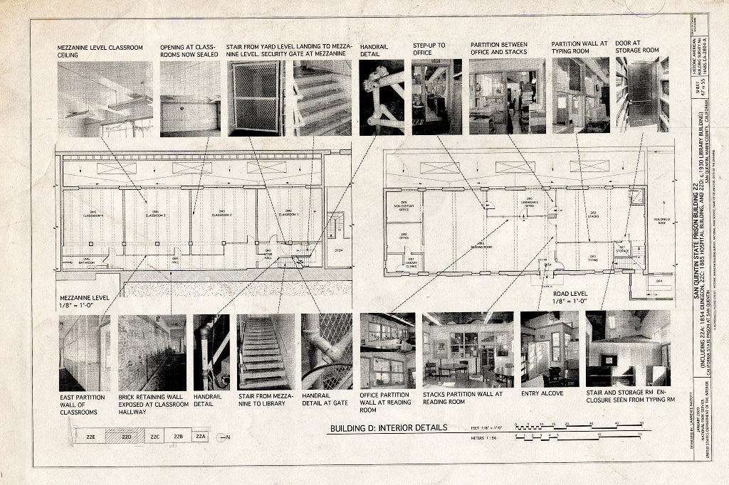 Blueprint Building D: Interior Details - San Quentin State Prison, Building 22, Point San Quentin, San Quentin, Marin County, CA