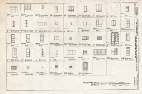 Blueprint Window and Grille Schedule - San Quentin State Prison, Building 22, Point San Quentin, San Quentin, Marin County, CA