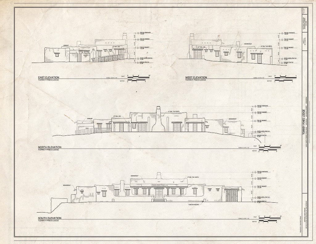 Blueprint Elevations - Torrey Pines Lodge, 12500 North Torrey Pines Road, San Diego, San Diego County, CA