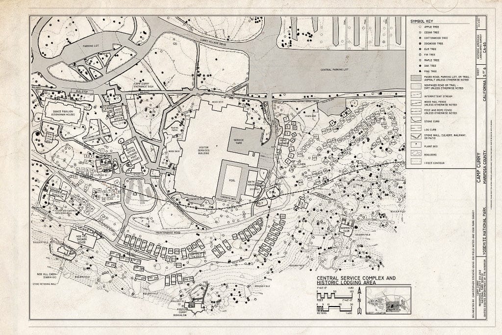 Blueprint Central Service Complex and Historic Lodging Area Site Plan - Camp Curry, Curry Village, Mariposa County, CA