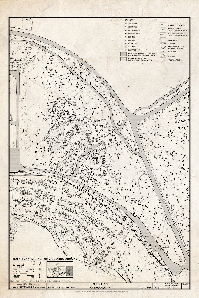 Blueprint Boys Town and Historic Lodging Area Site Plan - Camp Curry, Curry Village, Mariposa County, CA