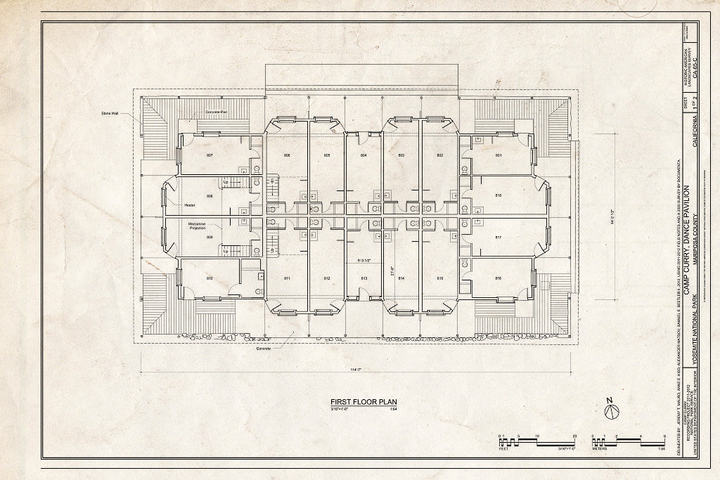 Blueprint Camp Curry, Dance Pavilion First Floor Plan - Camp Curry, Dance Pavilion (Stoneman House), Curry Village, Mariposa County, CA