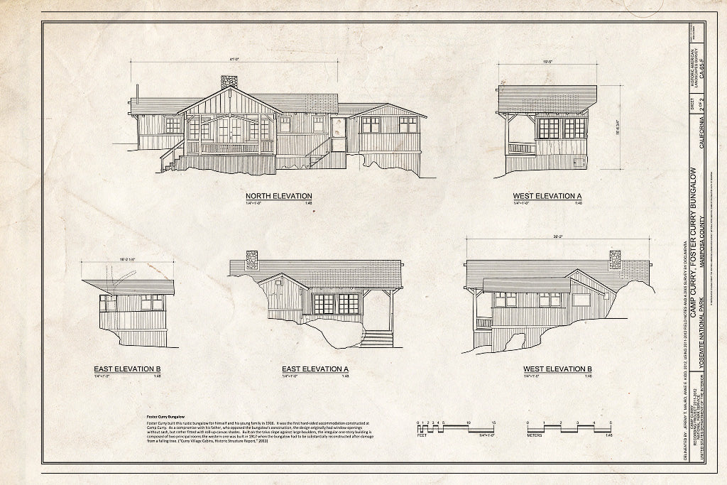 Blueprint Camp Curry, Foster Curry Bungalow - Camp Curry, Foster Curry Bungalow (Tresidder Residence), Curry Village, Mariposa County, CA