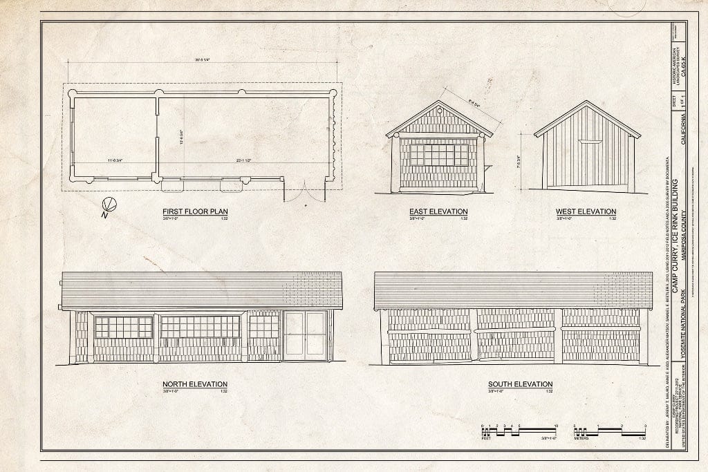 Blueprint Camp Curry, Ice Rink Building Plan and Elevations - Camp Curry, Ice Rink Building, Curry Village, Mariposa County, CA