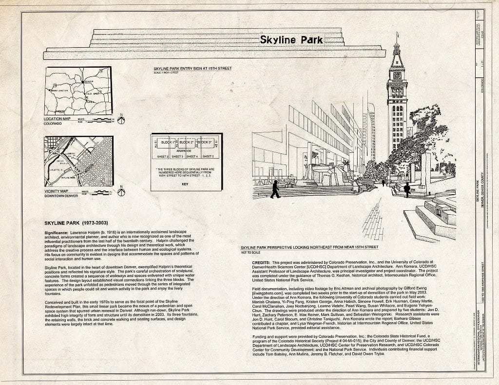 Blueprint Coversheet - Skyline Park, 1500-1800 Arapaho Street, Denver, Denver County, CO