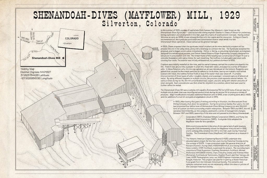 Blueprint 1. Title Sheet - Shenandoah-Dives Mill, 135 County Road 2, Silverton, San Juan County, CO