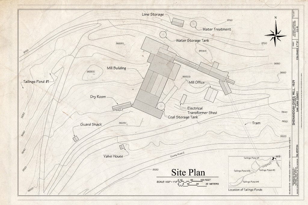 Blueprint 2. Site Plan - Shenandoah-Dives Mill, 135 County Road 2, Silverton, San Juan County, CO