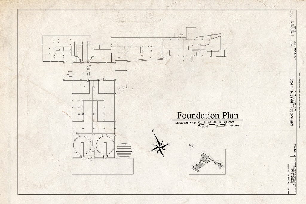 Blueprint 7. Foundation Plan - Shenandoah-Dives Mill, 135 County Road 2, Silverton, San Juan County, CO